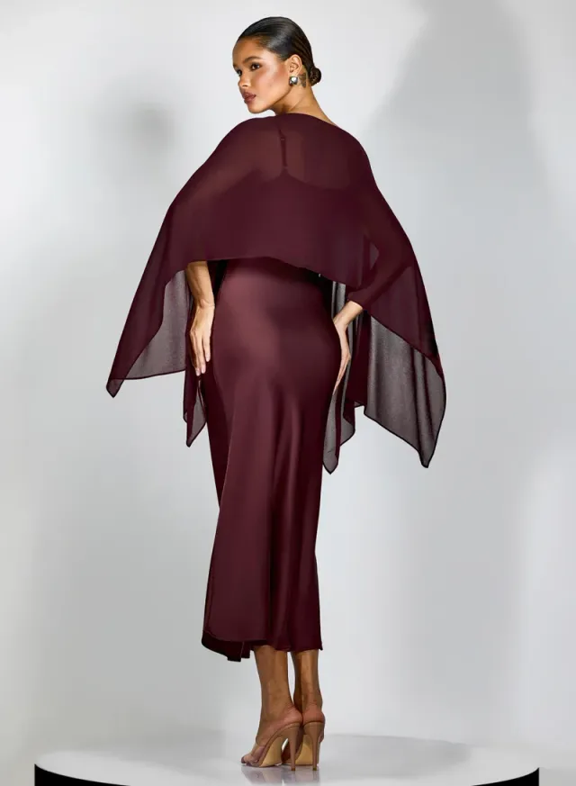 Elena Spaghetti Strap Maxi Dress With Cape Blouse – image 3
