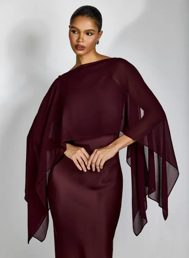 Elena Spaghetti Strap Maxi Dress With Cape Blouse – image 6
