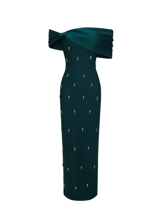 Palez Sleeveless One Shoulder Diamond Bow Bandage Maxi Dress – image 3