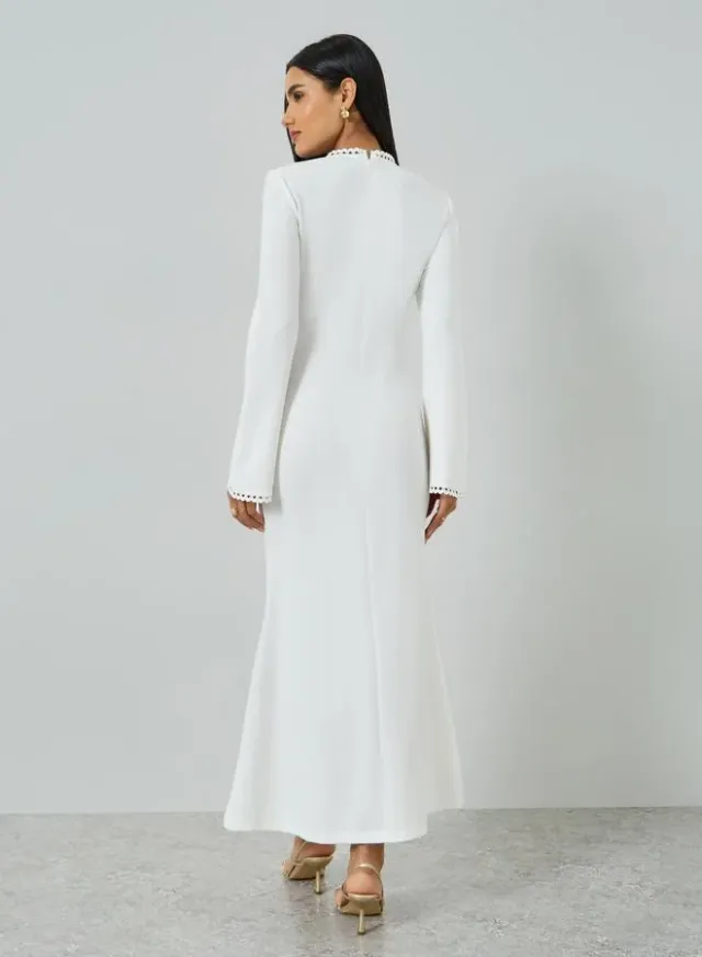 White Maxi Dress with Cape Overlay – image 3