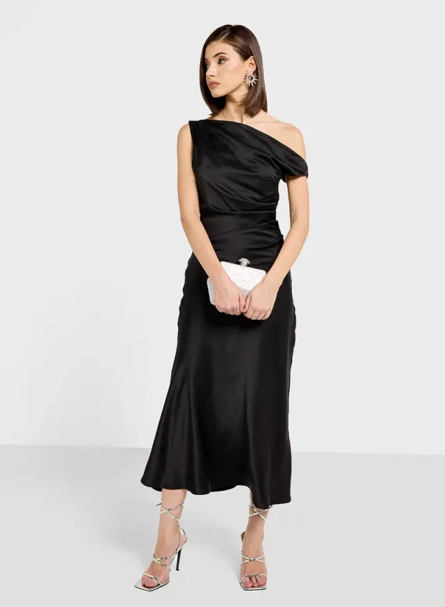 One Shoulder Satin Dress – image 4