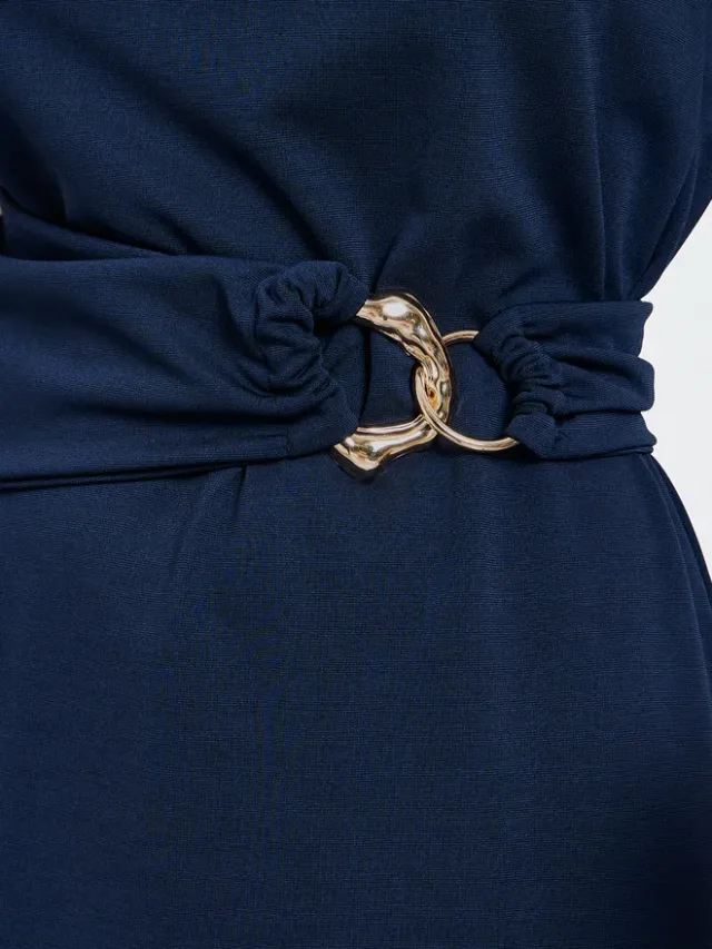 Styli Navy Blue Sleeveless Sheath Midi Dress – image 4