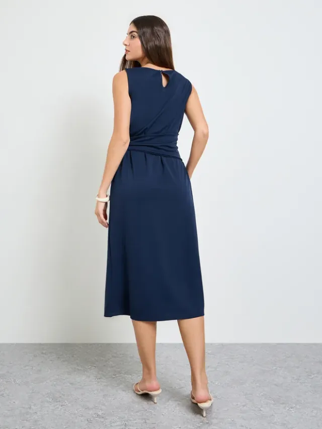 Styli Navy Blue Sleeveless Sheath Midi Dress – image 5