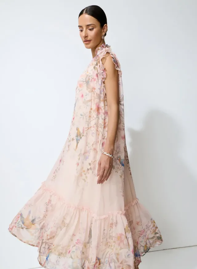 So Much Charm Pink Floral Print Ruffled Midi Dress – image 4