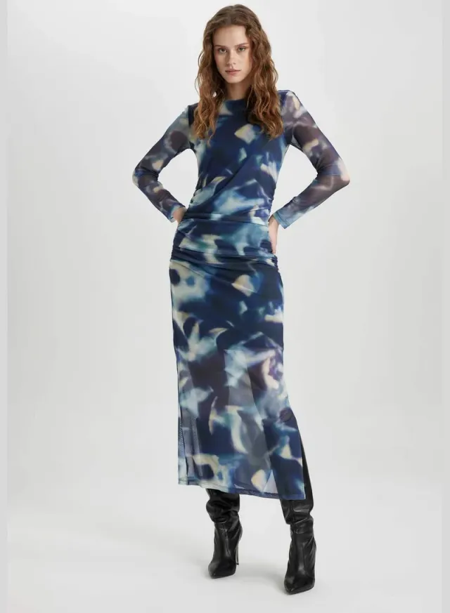 Printed Mesh Dress