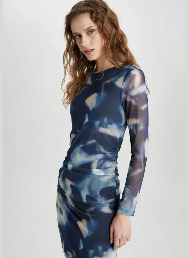 Printed Mesh Dress – image 5