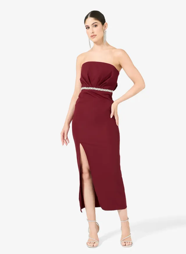 Bandeau Shift Dress With Slit