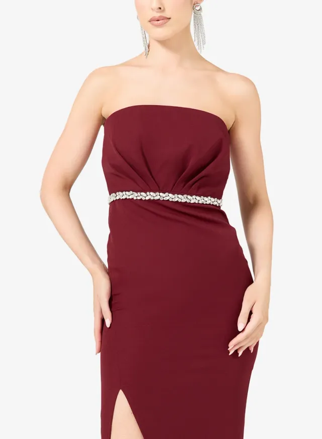 Bandeau Shift Dress With Slit – image 3