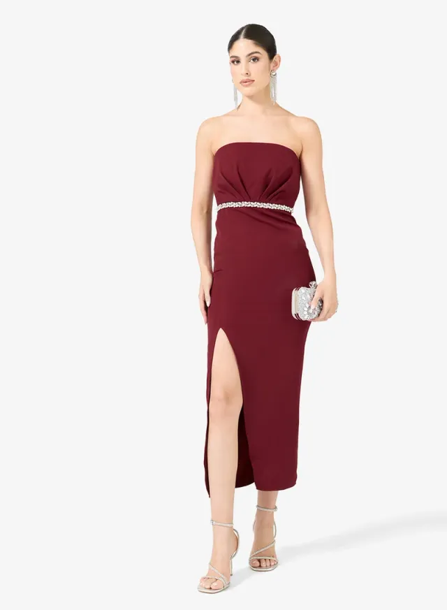 Bandeau Shift Dress With Slit – image 4