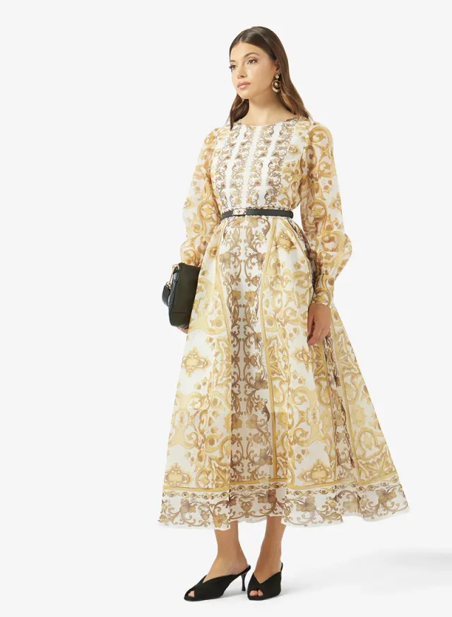 Printed A-line Dress – image 4