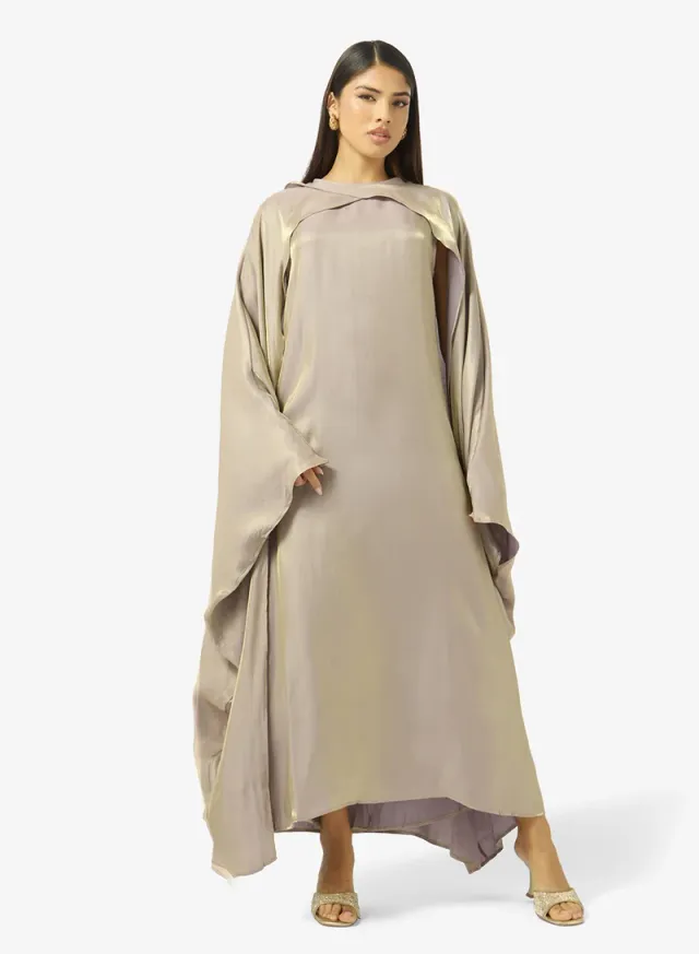 Dress With Exaggerated Cape Sleeve