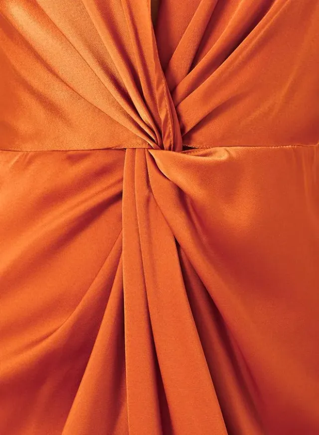 Satin Front Knot Sleeveless Sheath Maxi Dress – image 4