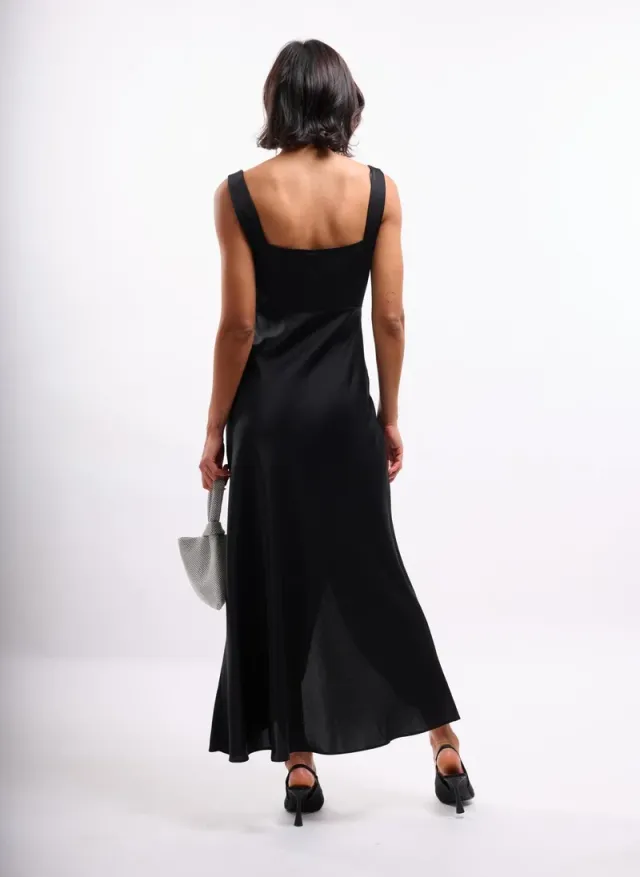 Cowl Wrap Satin Dress in Emerald – image 5