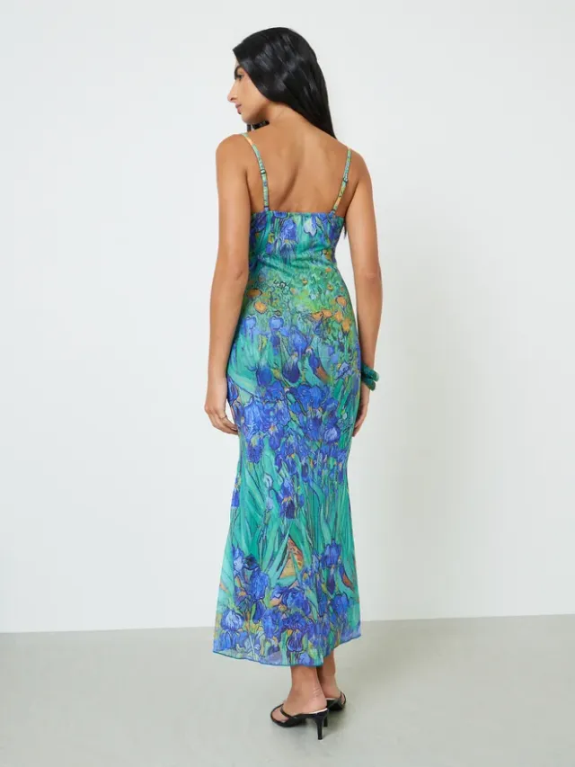 Styli Green Floral Mesh Overlay Maxi Dress – image 5