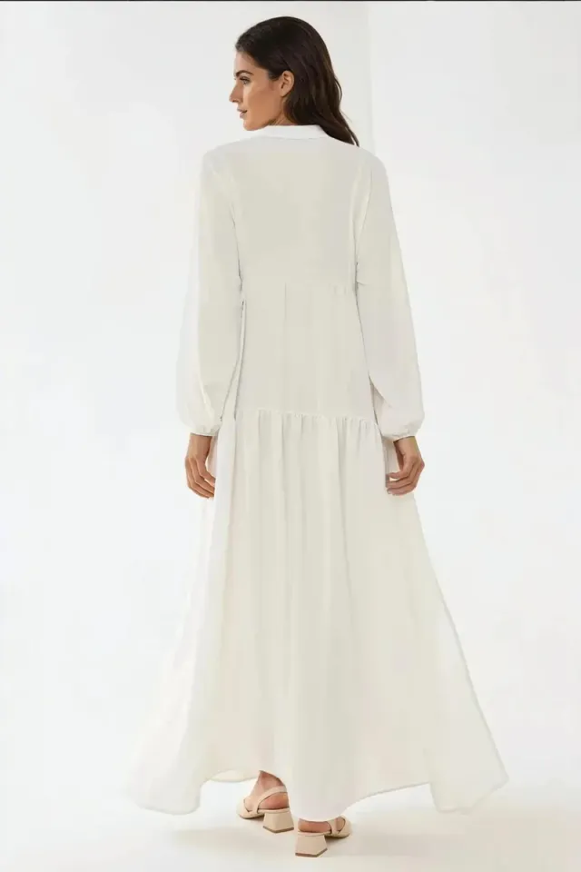 Textured V-Neck Maxi Dress with Button Detail – image 6