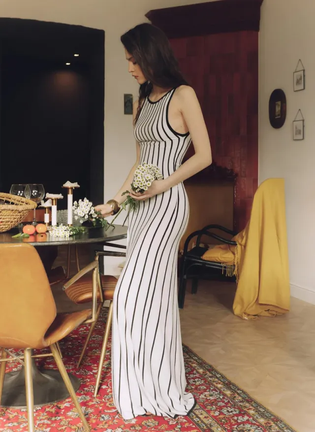 Wide-striped jersey maxi dress – image 5