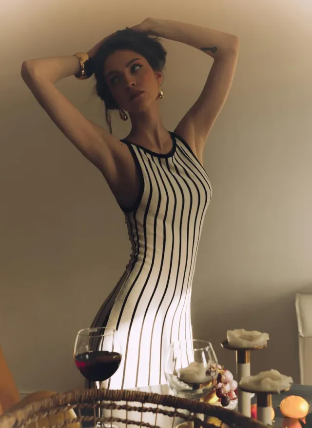 Wide-striped jersey maxi dress – image 7