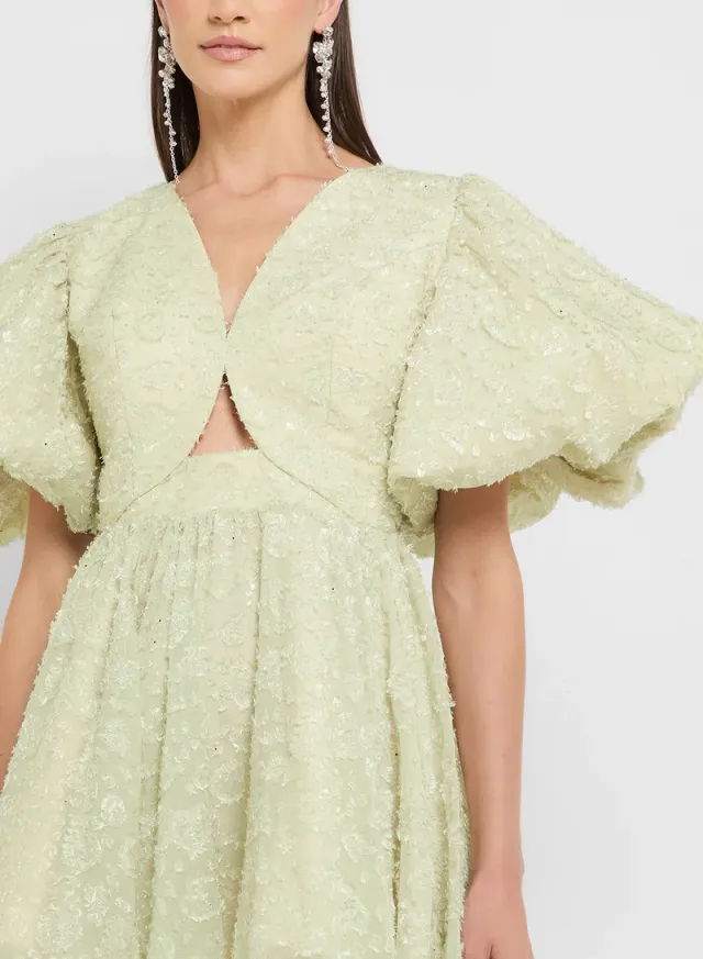 eclat luxe puff sleeves baby ruffle skater dress – image 3