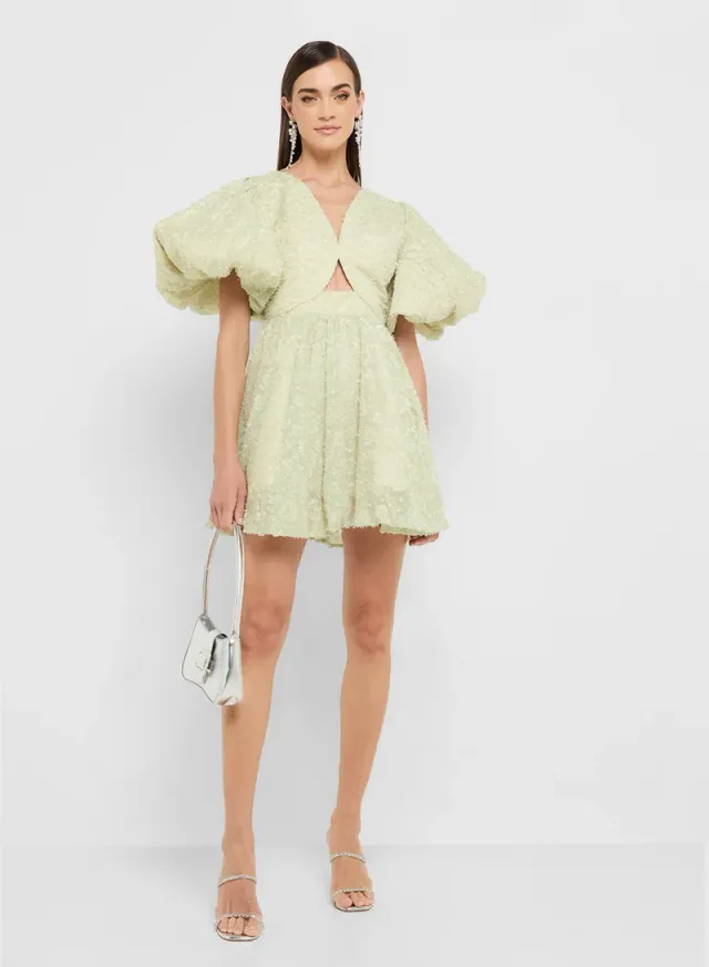 eclat luxe puff sleeves baby ruffle skater dress – image 4