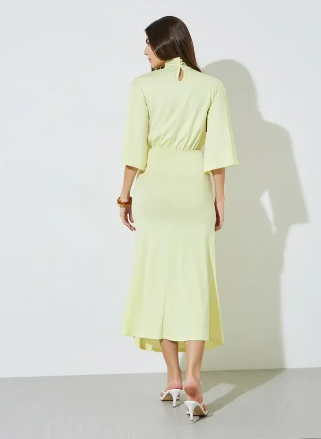 Yellow Ruched Sheath Maxi Dress – image 3