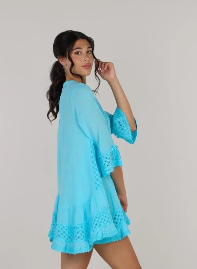 Embroidered Short Tunic Dress – image 2