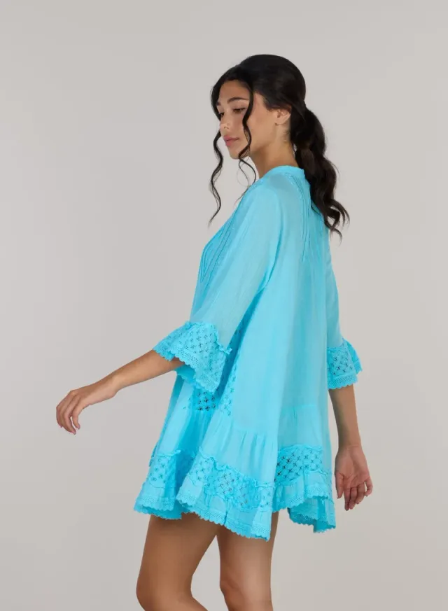 Embroidered Short Tunic Dress – image 3