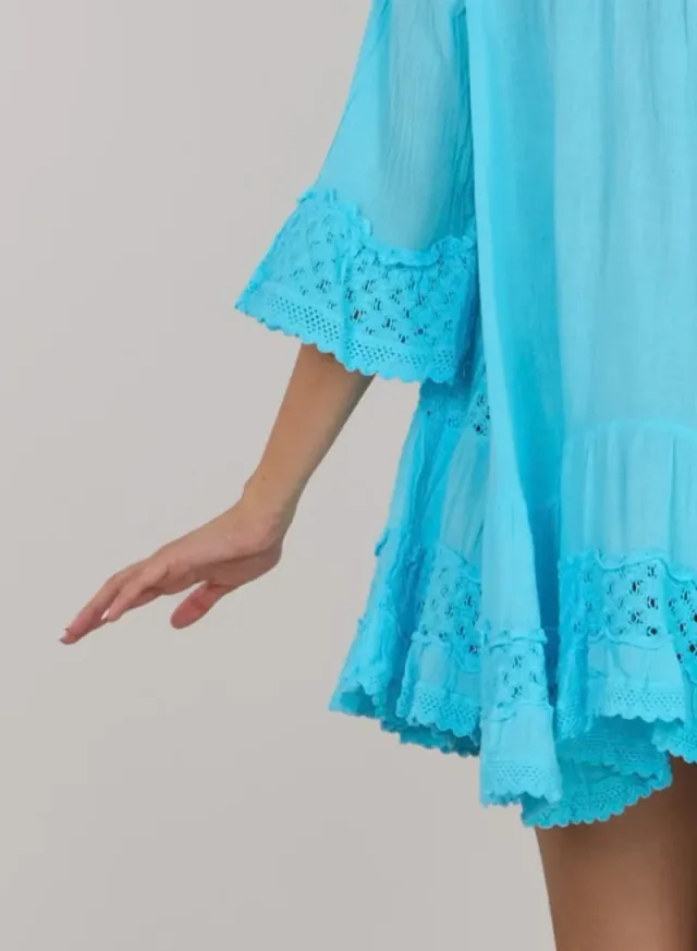 Embroidered Short Tunic Dress – image 5