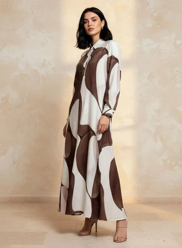 Iconic Printed A line Women Dress with Concealed Placket