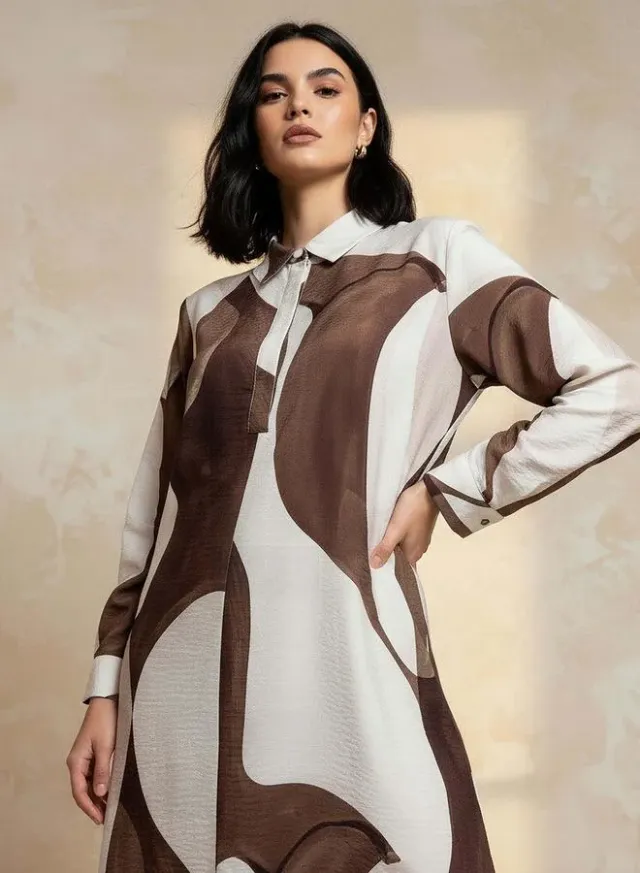 Iconic Printed A line Women Dress with Concealed Placket – image 3