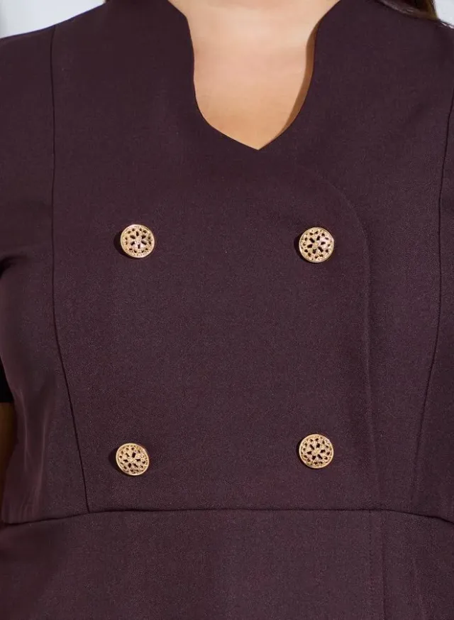 Plus Size Purple Double Breasted Detail A-Line Maxi Dress – image 4