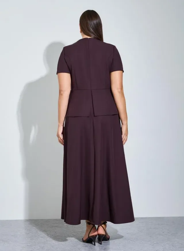 Plus Size Purple Double Breasted Detail A-Line Maxi Dress – image 5