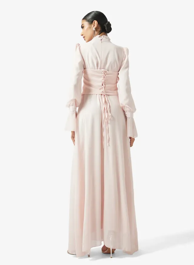 Puff Sleeve Dress With Embellished Corset – image 2