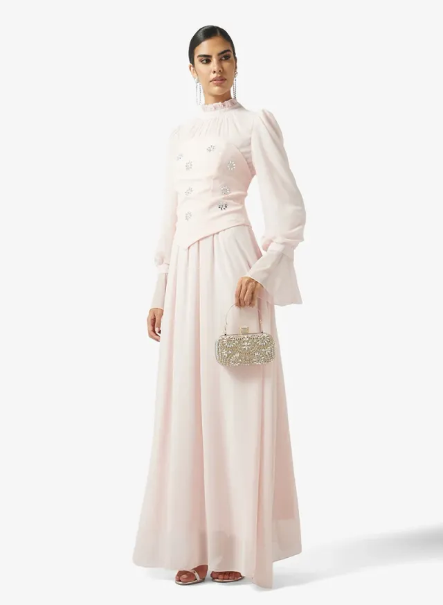 Puff Sleeve Dress With Embellished Corset – image 5