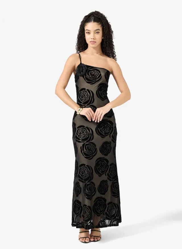 One Shoulder Floral Buronout Dress – image 2
