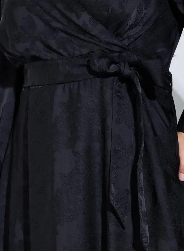 Plus Size Black Long Sleeves Wrap Maxi Dress – image 4