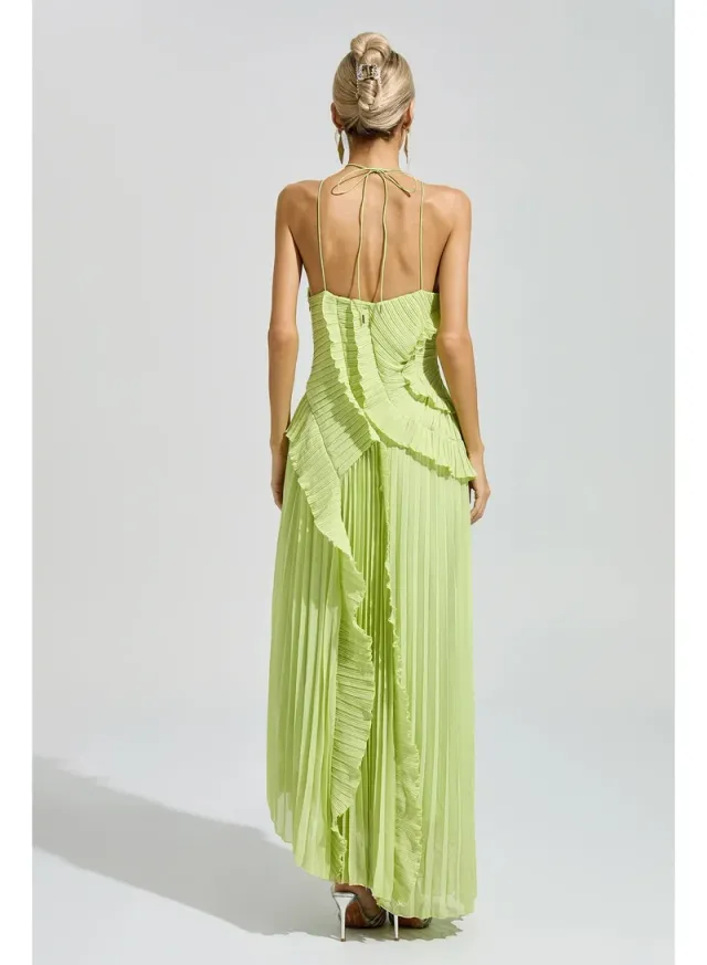 Moses Asymmetric Pleated Halter Dress – image 6
