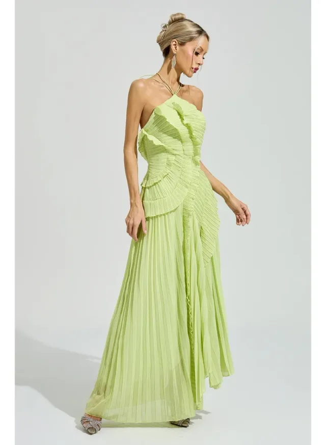 Moses Asymmetric Pleated Halter Dress – image 7