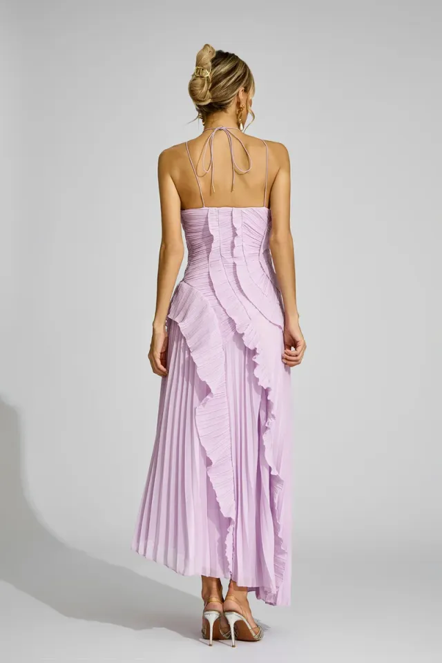 Moses Asymmetric Pleated Halter Dress – image 7