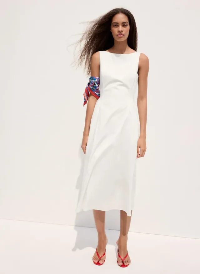 Boat-Neck Ruched Dress
