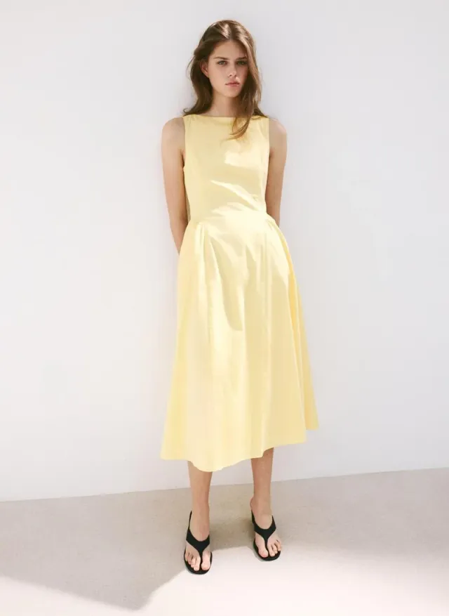Boat-Neck Ruched Dress