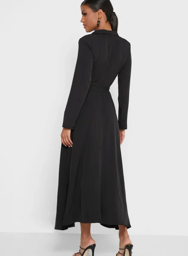 Belted Black Maxi Dress – image 2