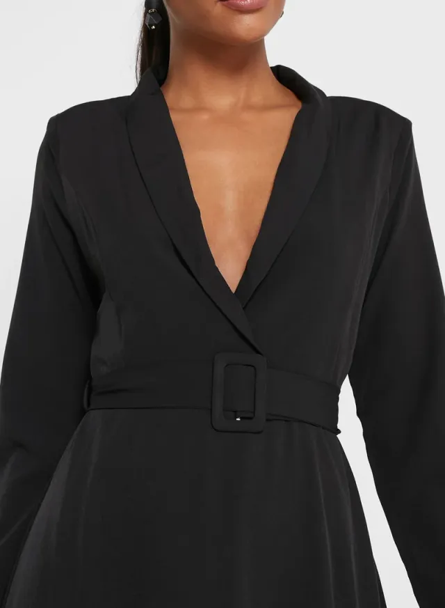 Belted Black Maxi Dress – image 3