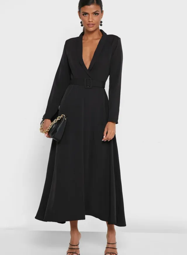 Belted Black Maxi Dress – image 4