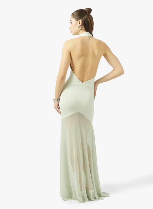 Halter Neck Frill Detail Maxi Dress – image 4