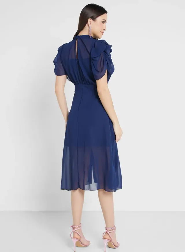 Pleated Chiffon Dress – image 2