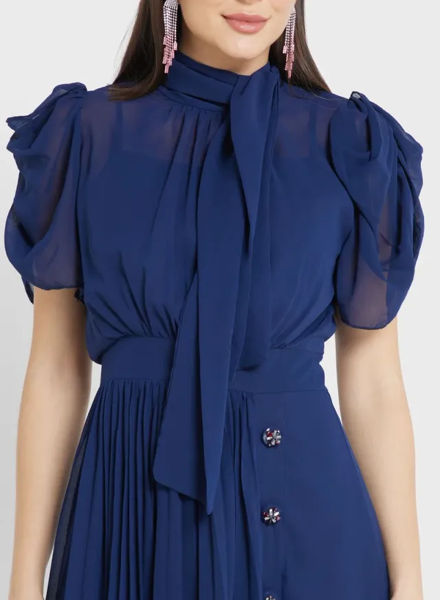 Pleated Chiffon Dress – image 3