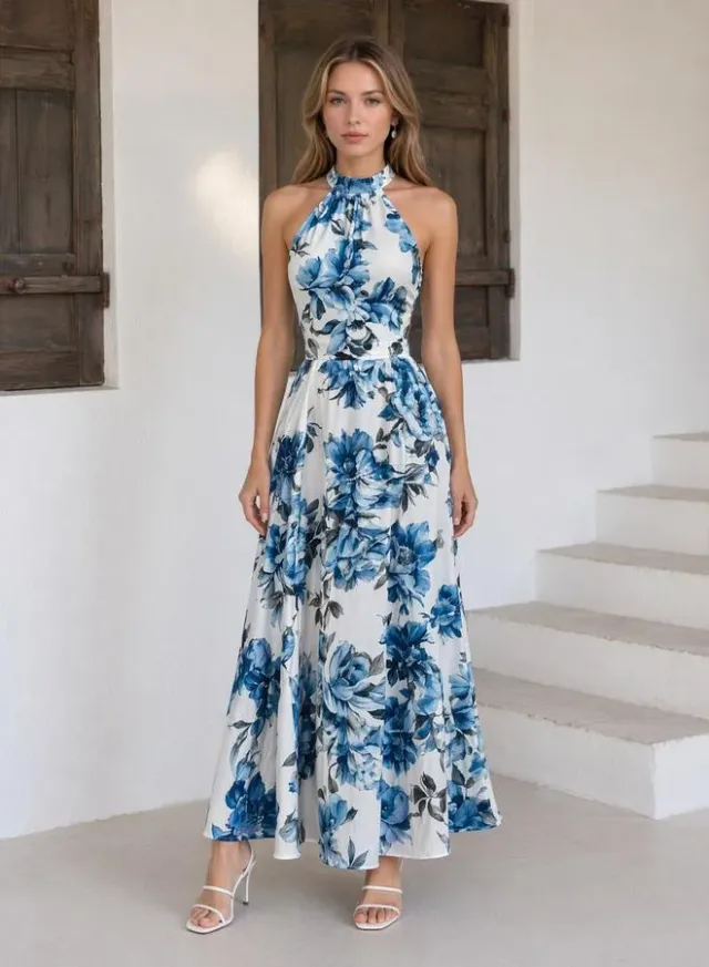 Floral Sleeveless A-Line Maxi Dress