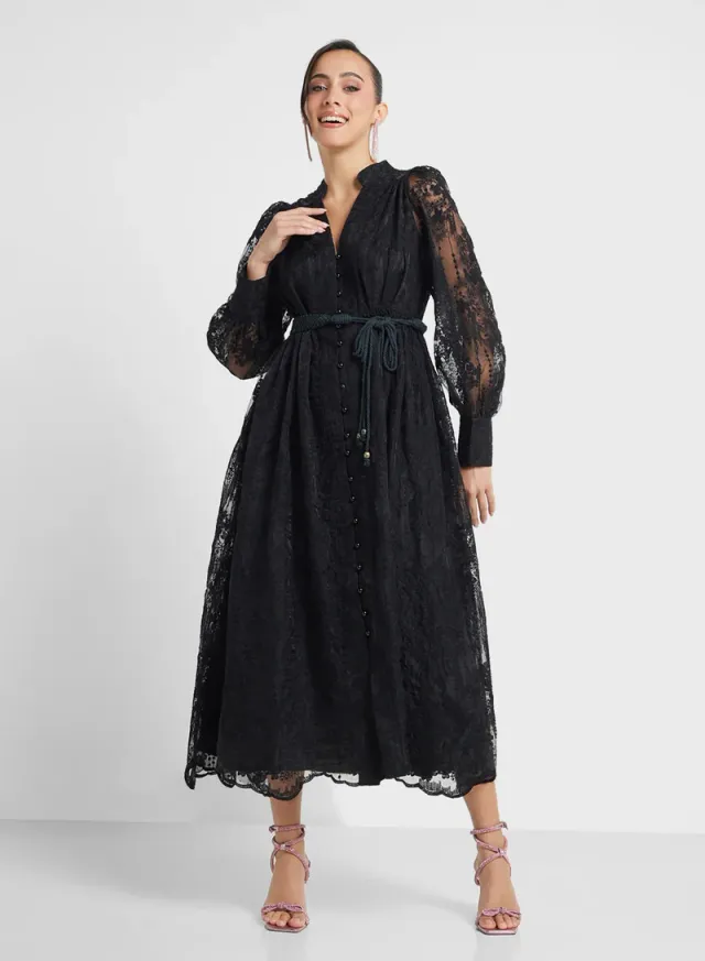 Lace Button-Down Dress