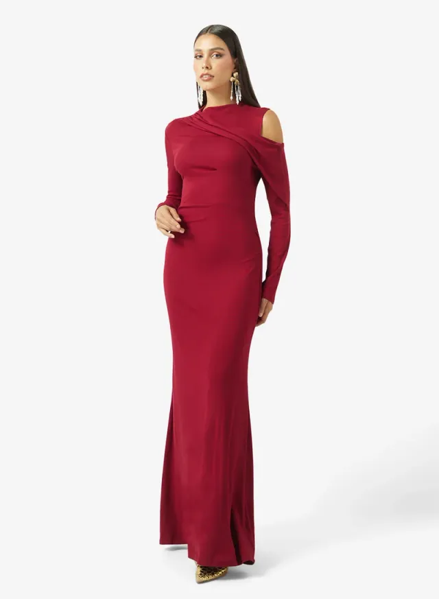 Cold Shoulder Dress With Drape Styled