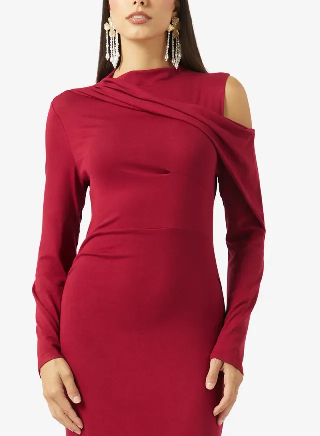 Cold Shoulder Dress With Drape Styled – image 3